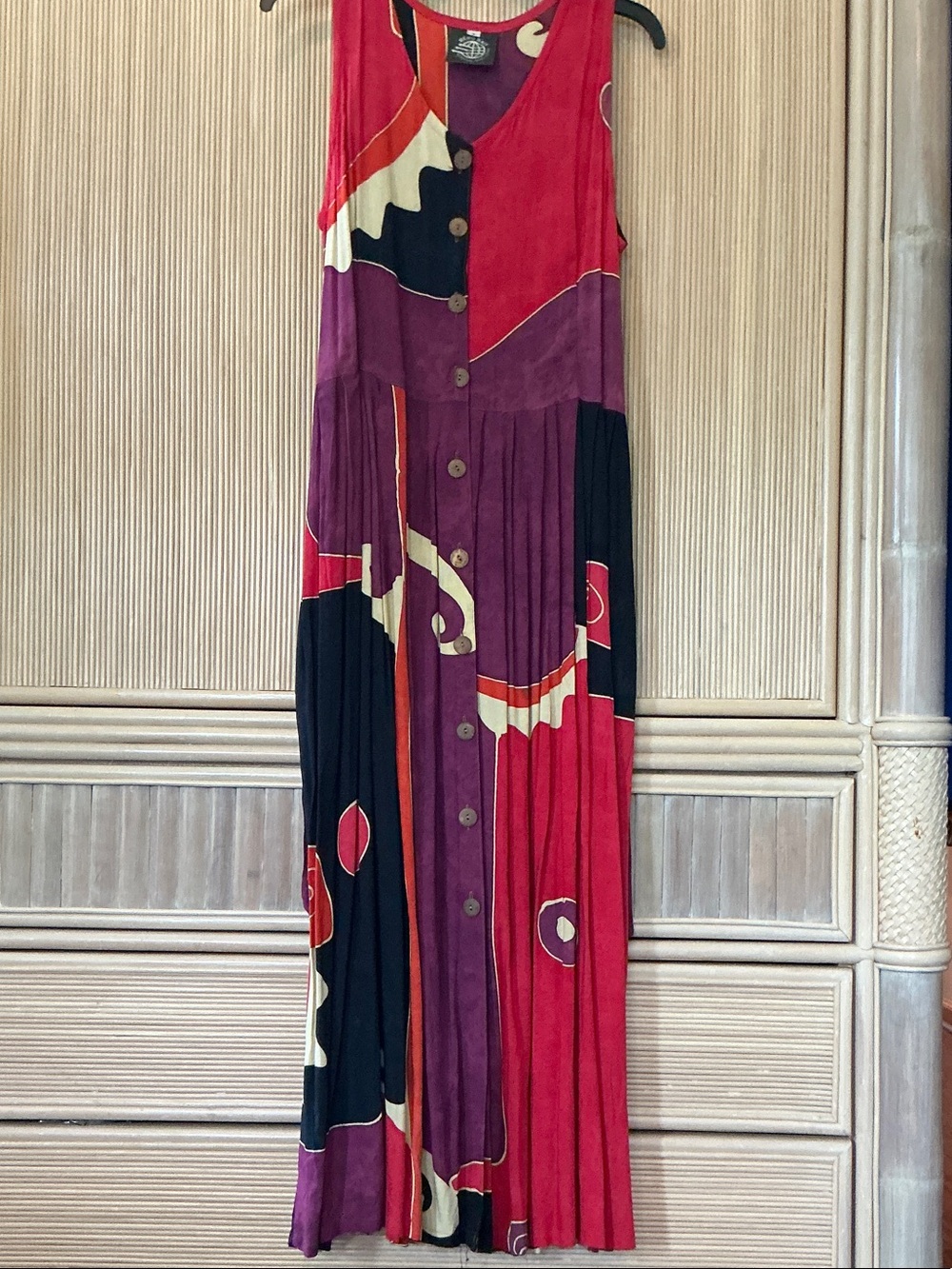 Vibrant Colorblock Button-Front Maxi Dress